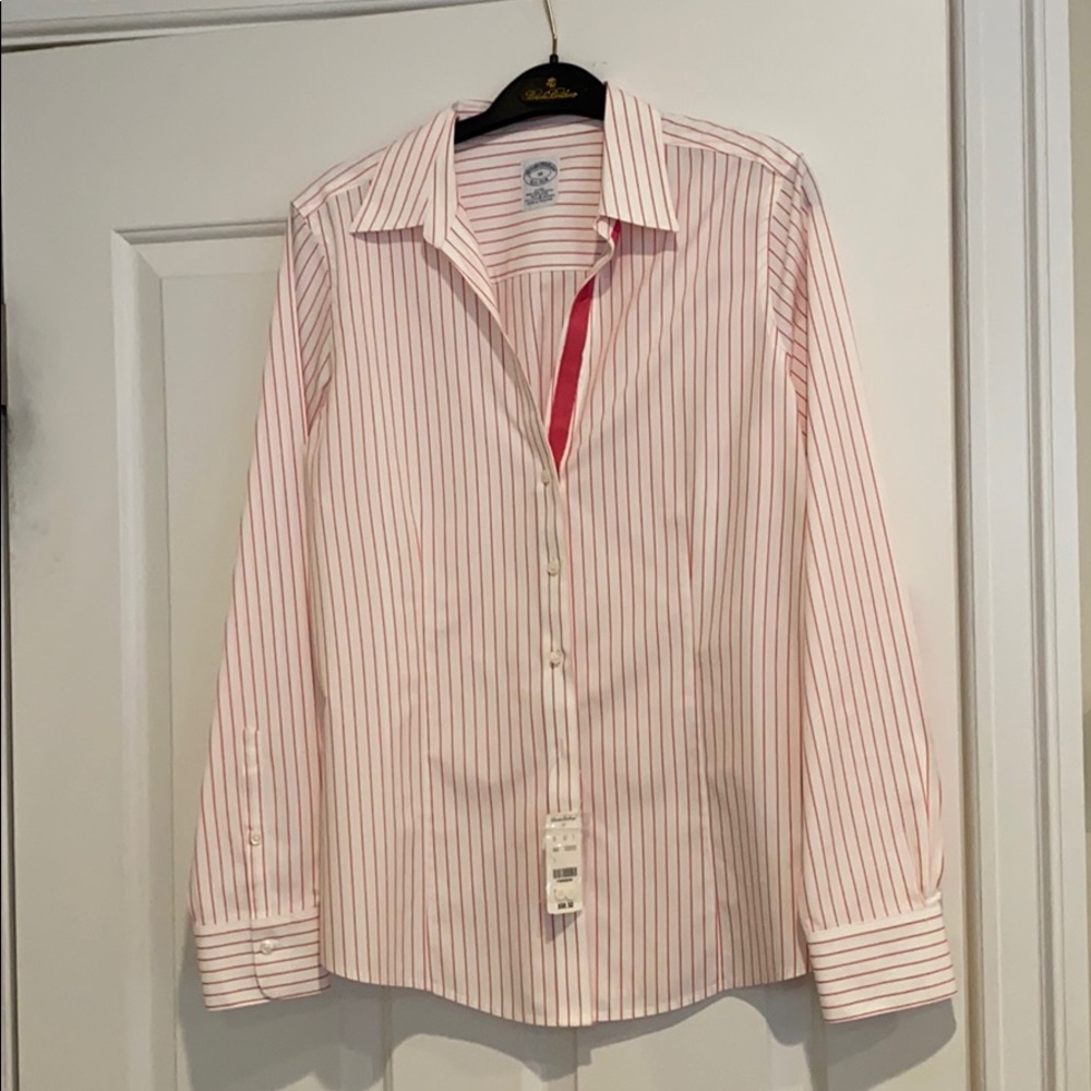 Brooks Brothers Pink & White Striped Button Down